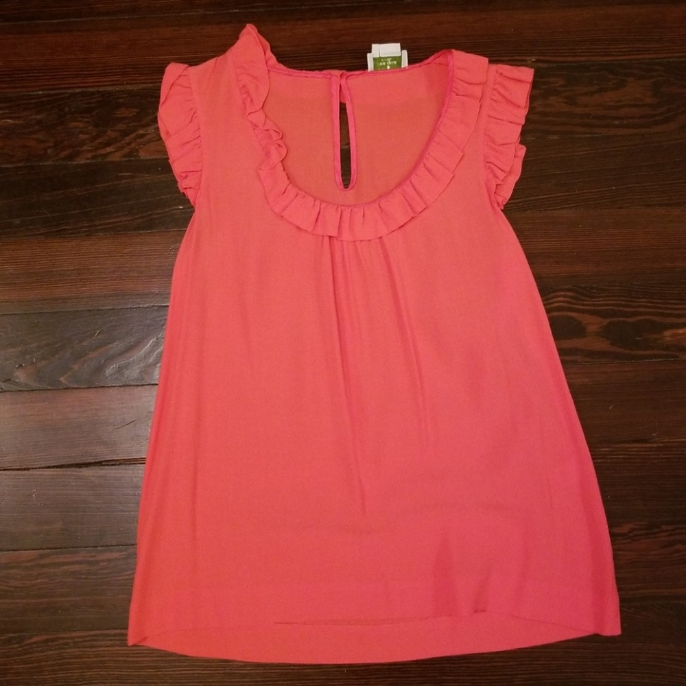 Kate Spade Coral Ruffle Blouse - Picture 2 of 5